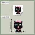 Cartoon black cat wall sticker with dimensions 16x16cm and 14x14cm finish size - 16*16cm