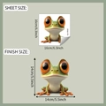 Detailed size specifications for cartoon big-eyed frog car sticker showing 14cm finish size - Q Version Big Eyes Frog Style (fun-f652) / 16x16cm