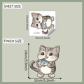 Cute cartoon cat and fish car sticker showing sheet and finish size dimensions - 15*16cm (fun-f655)