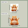 Dettaglio dell'adesivo gatto cartone animato con dimensioni del foglio e misura finale - Stile Trasparente UV 16x16cm (fun-f659)