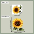Detailed sheet and finish size dimensions for sunflower pattern glass and wall sticker - 15*16cm (fun-f672 uv transparent)