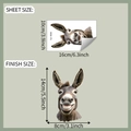 Detailed sheet and finish size specifications for funny donkey head vinyl car sticker - fun-f666 UV Transparent