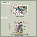 Maßangaben für Katzen- und Blumenwandtattoo mit Bogen- und fertigen Abmessungen - 40x60cm (fun-e290)