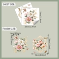 Detailed sheet size and finish size guide for watercolor peony flower wall stickers - Peony Butterfly Style (fun-m391)