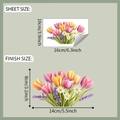 Detailed sheet size and finish size specifications for watercolor tulip wall stickers - Watercolor Tulip Floral (fun-kg165) / 10x16cm
