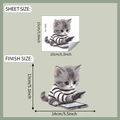 Detail view of cartoon cat sticker dimensions for wall and window decoration - Cat Playing Phone Style (fun-f656) / Standard Spec