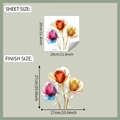 Detail showing dimensions of floral watercolor bathroom stickers measuring 29x29 cm - 29*29cm/fun-m404