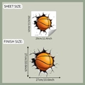 Guía de dimensiones del vinilo de baloncesto 3D con un tamaño de hoja de 29x29cm - Estilo de Pared Rota de Baloncesto (fun-m402)