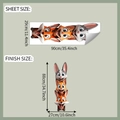 Cartoon animal wall decal sheet 29x90cm with fox, cat and rabbit size guide - 29*90cm/fun-d58
