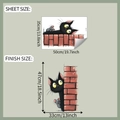 Detail showing dimensions of peeking black cat and mouse wall sticker on brick wall - 35*50cm (fun-f688)