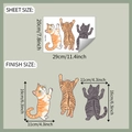 Detailed sheet dimensions and finish size of cute cartoon kitten decorative wall stickers - Three Cats (fun-f682uv Transparent) / 20*29CM