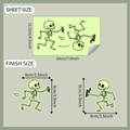 Leuchtendes Skelett Wandsticker Set Details zu Bogenmaß und fertigen Abmessungen - Rennende Skelette (fun-kg170)
