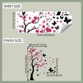 Détails du sticker mural fleur de prunier montrant les dimensions du support et pose - 39*118cm/fun-L121