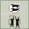 Detailed sheet size and finish dimensions for cartoon black cat PVC wall stickers - 29*35cm /fun-f702