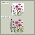 Detail view of floral window sticker showing dimensions for pink daisies and cosmos design - 39x39CM