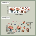 Dettagli dell'adesivo da parete con rose acquerellate, farfalle e dimensioni del foglio - Vaso di Rose Dipinte Farfalla (fun-d66) / 29*90cm