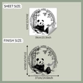 Detailed size guide showing panda wall sticker sheet dimensions and final applied measurements - Panda and Bamboo (fun-f713) / 39x39CM