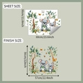 Detailed sheet dimensions and finish size for cartoon koala and butterfly wall stickers - 30x60cm Koala Style