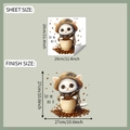 Detail showing cartoon cat in coffee cup wall sticker with dimensions and text - 29*29cm/fun-f727