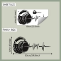 Dimensioni del layout e del finale per adesivo murale cuffie e onde sonore 30x60cm - Standard (fun-b166)