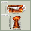 Details zur 3D Flammenleiter Wandtattoo-Bogengröße und fertiges Layout-Maßdiagramm - 3D Flammenleiter Stil (fun-c112)