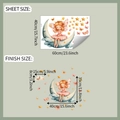 Cartoon girl on moon wall sticker set with dimensions 40x60cm and layout details - Fairy Moon Style (fun-e308) / 40x60cm