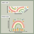 Detail of Morandi rainbow heart wall stickers showing sheet and finish size dimensions - 29*90cm/fun-d63