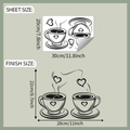 Detail view of coffee cup heart wall sticker showing sheet and finish dimensions - 20x30cm/fun-f711
