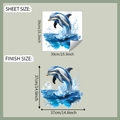 Detailed size chart showing 39x39cm sheet size and 37x37cm dolphin wall decal finish size - 39x39cm Style (fun-f730)