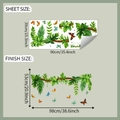 Dimensioni dettagliate del foglio e del risultato finale per adesivi murali tropicali - Stile Dipinto Pianta Verde e Farfalla / 39*90CM