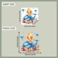 Detail showing colorful ocean whale wall sticker sheet size and finish size dimensions - Whale Girl (fun-m426)
