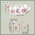 Dimensions détaillées des feuilles et rendu final pour stickers muraux magnolia rose - Style Magnolia Rose Réaliste (fun-n002) / 24x70cm