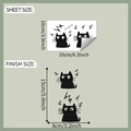 Detailliertes Layout der Bogen- und Fertiggröße von schwarzen Cartoon-Katzen-Wandtattoos - 10*16cm (fun-kg172)