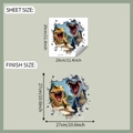 3D dinosaurus muursticker afmetingen blad 29x29cm en eindresultaat van 27x27cm - 3D Dinosaurus Stijl B (fun-m421)