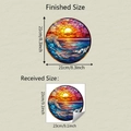 Detail showing stained glass window sticker finished size and received size comparison - 23x23cm (fun-JD057)