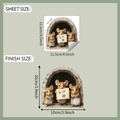 Details zur Bogengröße 11,5x11,5cm des 3D-Mauseloch-Wandtattoos mit NO CATS Schild - Drei Mäuse Schild Stil (fun-s48)