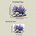 Detalle de las dimensiones recibidas y finales del vinilo de cristal con lavanda y roca - Estilo Estático Realista Lavanda Púrpura (fun-JD115)