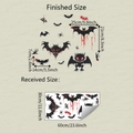 Detail showing the received sheet size and finished layout of Halloween bat window stickers - 30x60cm Transparent (fun-b180)