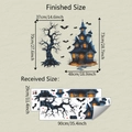 Halloween Wandaufkleber mit Produktmaßen sowie Gruselschloss und totem Baum - 29cmx90cm