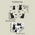 Detail view of Halloween black cat and bat wall stickers with specific size measurements - 29*40cm UV Static Cling (fun-f739)