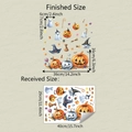 Detailed view of Halloween window stickers with pumpkin and ghost motifs and size measurements - UV Static Cling / 29*40cm