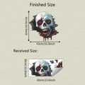 Detailed view of Halloween skull wall decal showing size dimensions 43cm x 42cm - 30*60cm