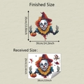 Detail der gruseligen Halloween Clown Fensteraufkleber mit Größenangaben und Layout - Gruseliger Clown und Kürbis-Muster / 29*38cm (fun-f747 UV Transparent)