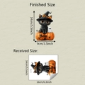 Detailansicht von Halloween-Katzen-Bügelbildern mit Anzeige der fertigen und erhaltenen Maße - 14*16cm (fun-f798)