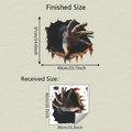 Detailed size guide for 3D Halloween wall decal showing finished and received dimensions - 39cmx40cm