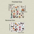 Detailed size specification for Halloween window stickers showing layout and finished dimensions - Halloween Cartoon Pattern Set (fun-f746)