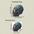 Dettaglio adesivo zombie Halloween mostra dimensioni finali 26cm e ricevute 28cm - 28x28cm Adesivo Statico UV