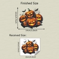 Halloween Kürbis und Fledermaus Aufkleber mit Größenangaben 12x14cm und Bogenmaßen - Kürbis Fledermaus Spinnennetz Stil (fun-f797) / 14*16cm