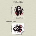 Detailed size chart for zombie girl car sticker showing finished and received dimensions - Red-Eyed Ghost Style (fun-f801)