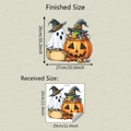 Detail van Halloween-sticker met spook en pompoen inclusief afmetingen en lay-out - 29*29CM/fun-m436